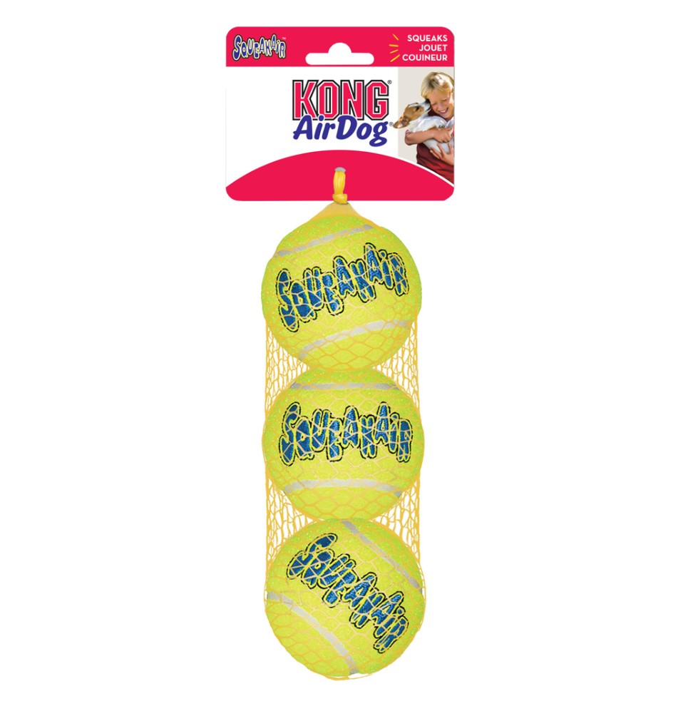 KONG AirDog SqueakAir Balls 3p - Apportbollar med pipljud