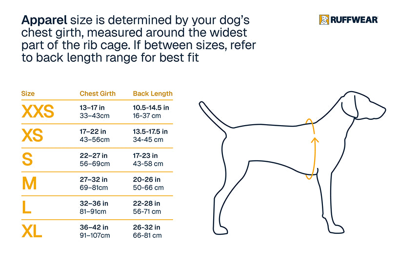 Ruffwear Overcoat Fuse Isolerad Väst_size-guide