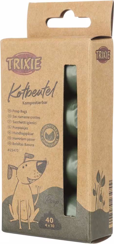 Bajspåsar av majs, komposterbara, 4 rullar x 10 st, skogsgrön