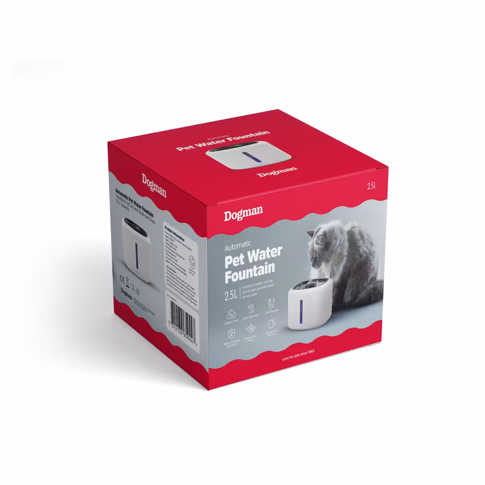 Dogman Vattenfontän Vit/Svart 2,5L - Cirkulerande vattenskål