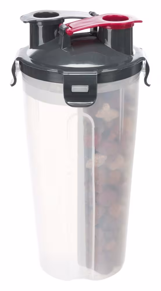 Trixie Foder- och vattenbehållare för hund – 2-i-1 reseflaska med silikonskål, 2 × 0.35 L / ø11 × 23 cm