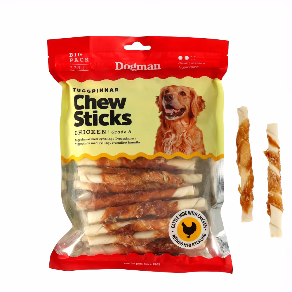 Tuggpinnar med Kyckling 375g – Dogman