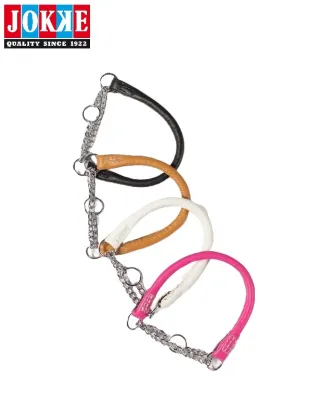 Rundsytt halvstryphalsband i mjukt läder – Jokke Wasa