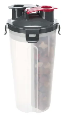 Trixie Foder- och vattenbehållare för hund – 2-i-1 reseflaska med silikonskål, 2 × 0.35 L / ø11 × 23 cm