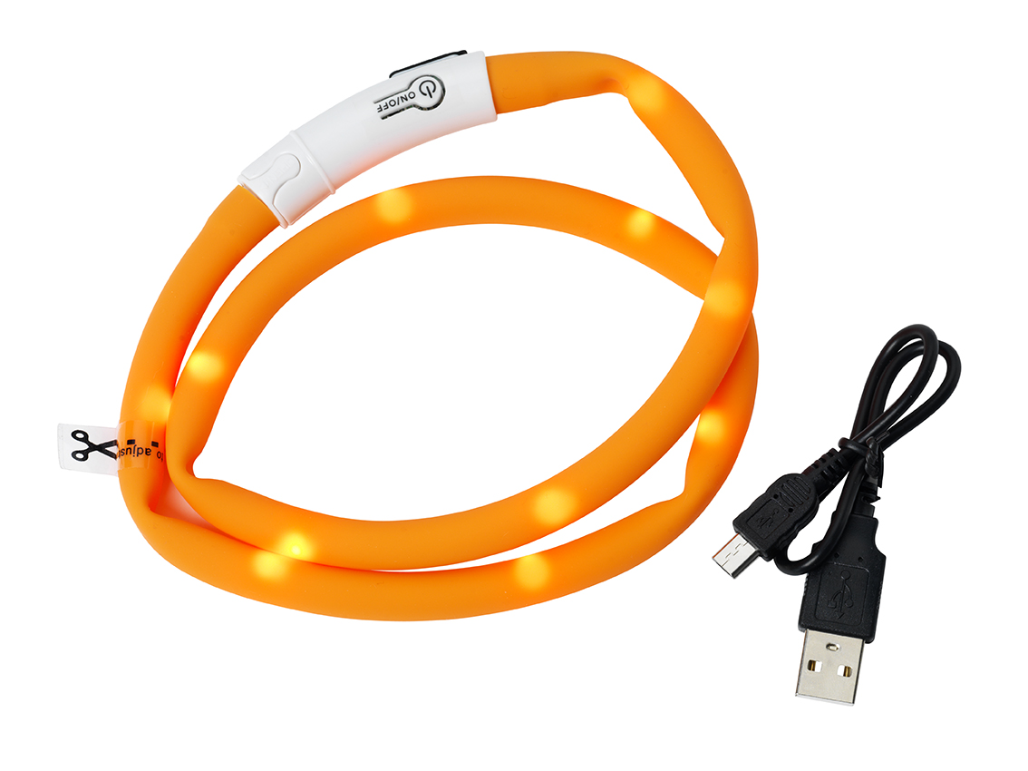 Dogman Blinkhalsband LED - syns tydligt i mörker och regn - Orange - 260607