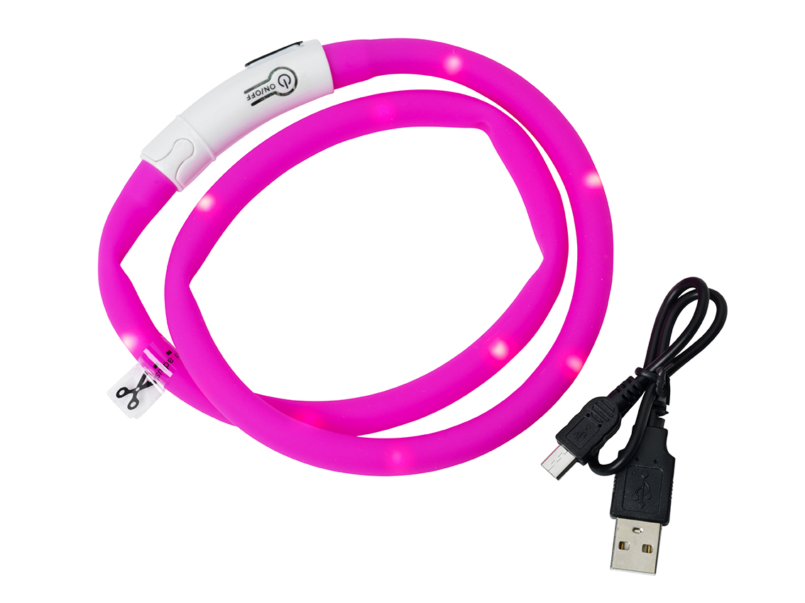 Dogman Blinkhalsband LED - syns tydligt i mörker och regn - Rosa - 260604