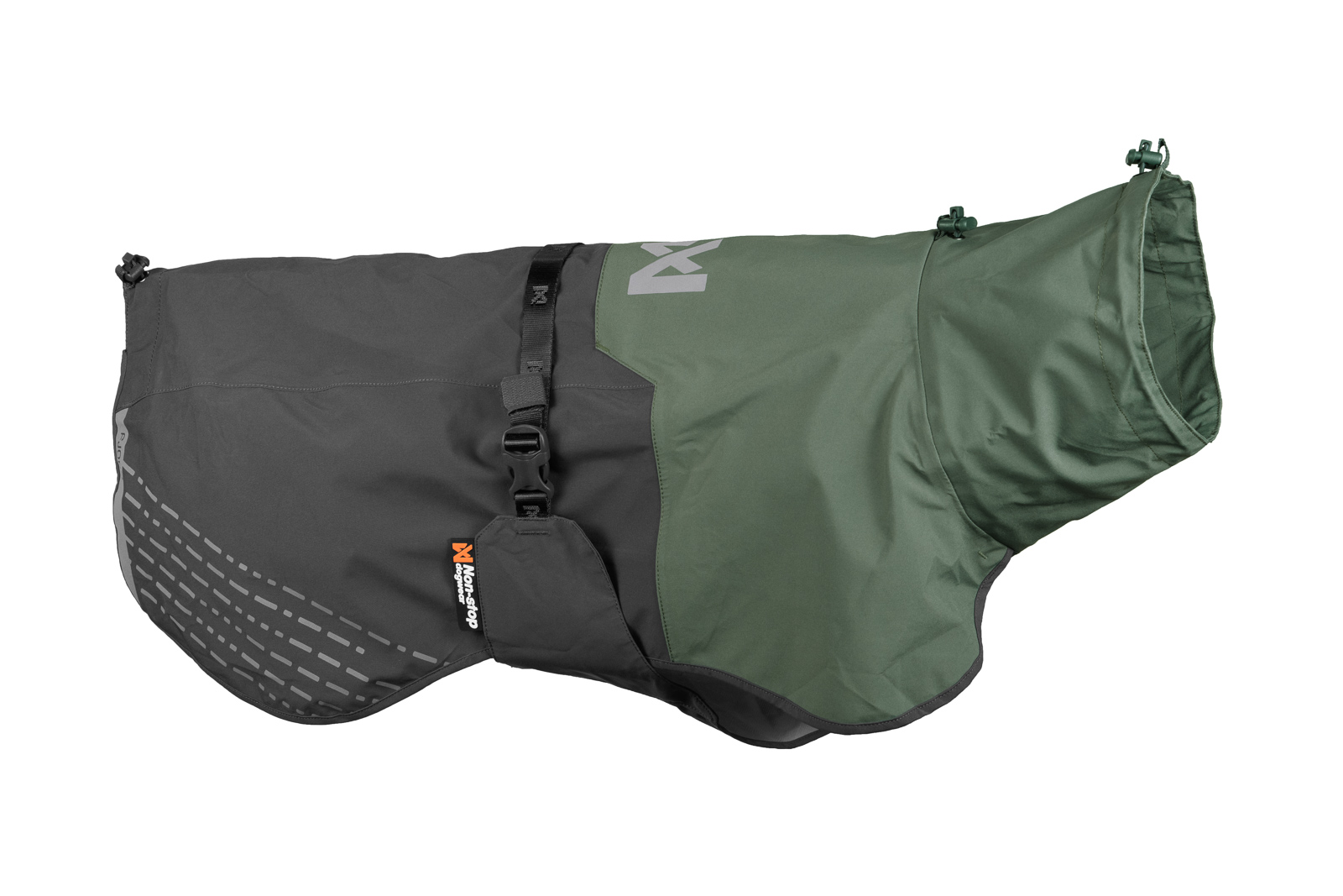 Non-Stop Dogwear, Fjord raincoat, Regntäcke - Green/grey, 33 - 29649