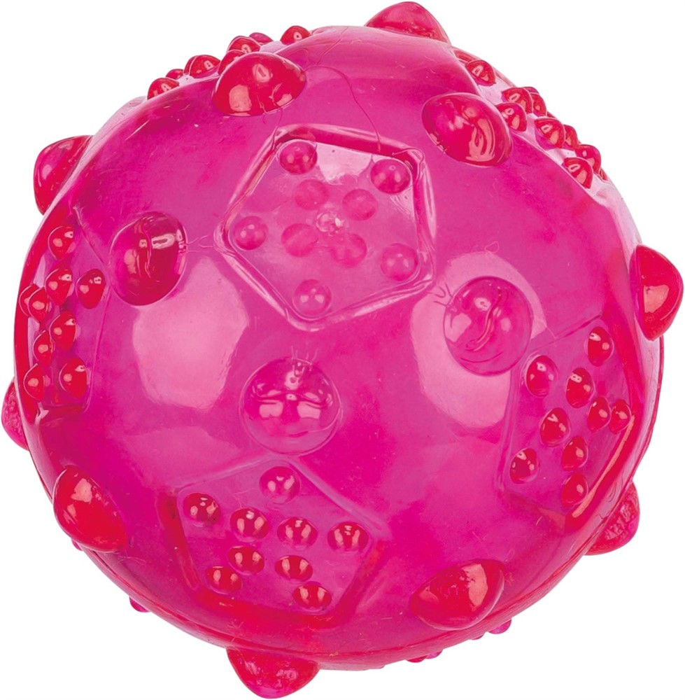 Trixie Boll TPR ø 7 cm rosa – studsande hundboll med struktur - 33677