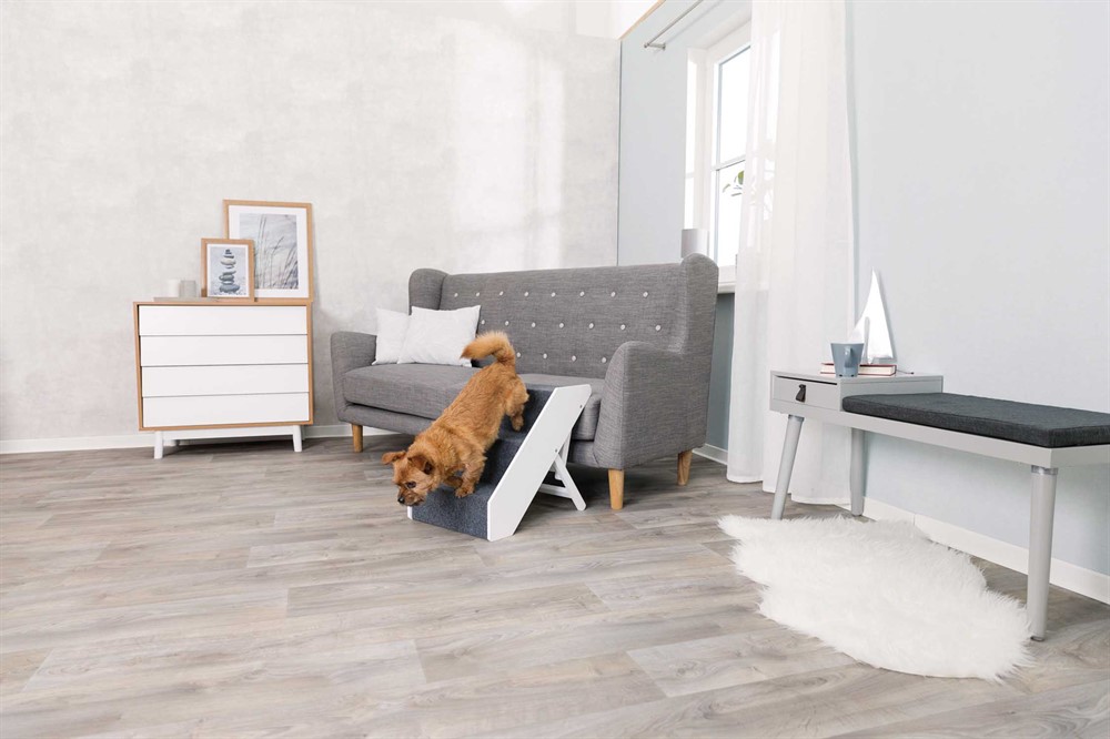 Trixie Trappa MDF – Justerbar höjd 40/44/47 cm, halkfria steg, vit, 40 × 67 cm - Vit - 39488