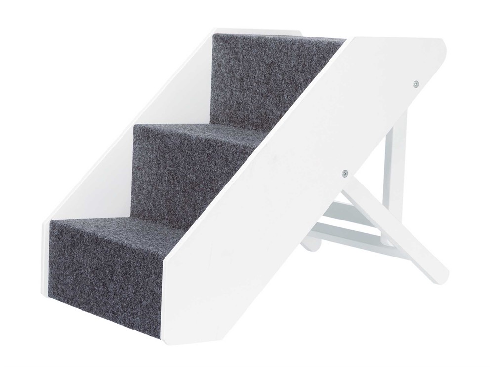 Trixie Trappa MDF – Justerbar höjd 40/44/47 cm, halkfria steg, vit, 40 × 67 cm - Vit - 39488
